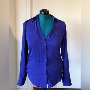 Express women’s long sleeve purple portofino business casual button down blouse